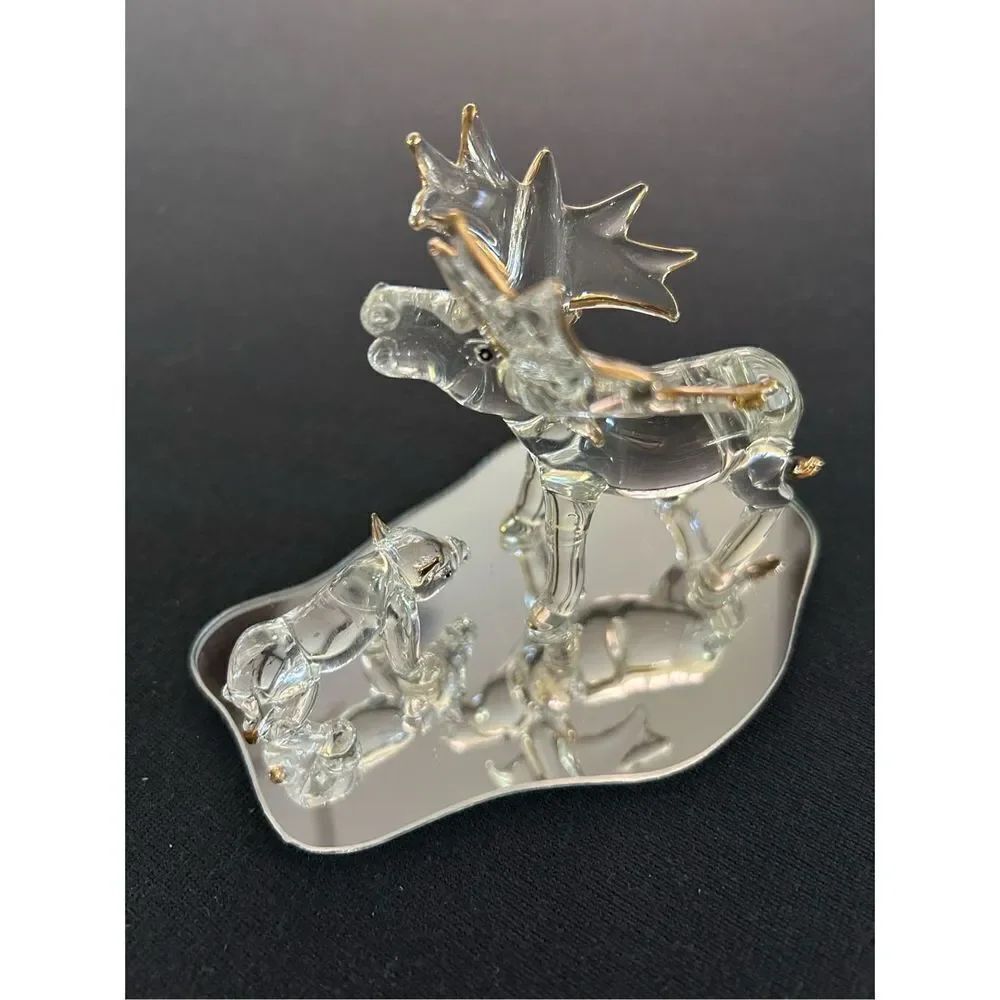 Glass Moose with Calf
